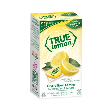 True Lemon Crystallized Lemon Packets Real Fruit Flavor 50 Pack