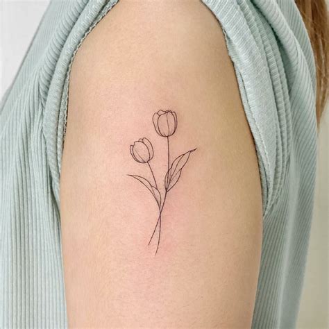 Tulip Outline Tattoo