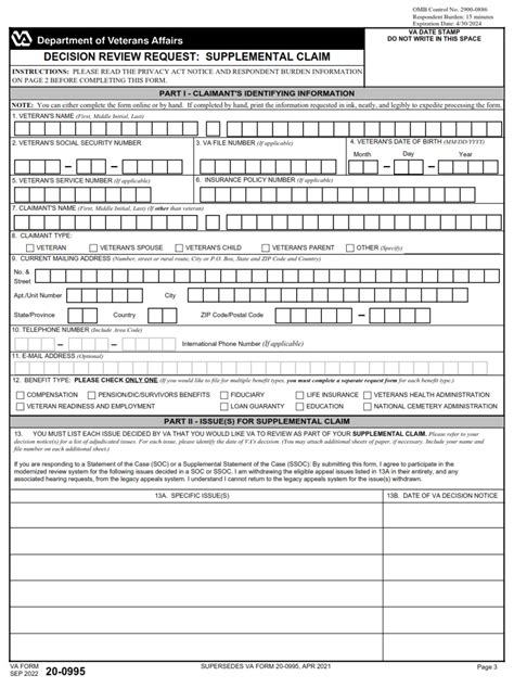 Understanding Supplemental Claim Va Form 20 0995