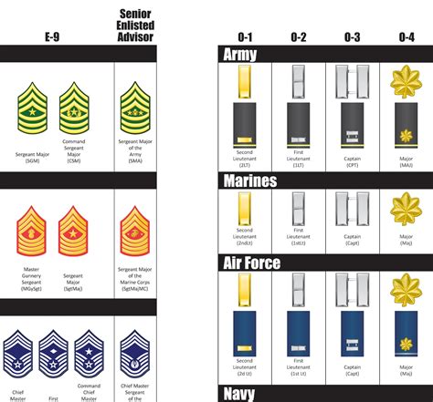 Us Military Ranks Poster United States Enlisted And Officer Insignia Us Military Ranks Poster United States Enlisted And Officer Insignia