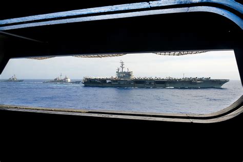 Uss Ronald Reagan Cnv 76 Seen From The Hangar Of Uss John C Stennis