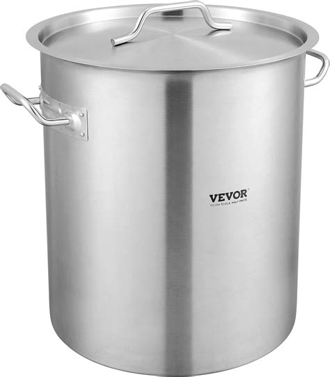 Vevor Commercial Stockpot 24 Qt Stainless Steel Cooking Pots Cookware Sauce Pot With Lid And Manual Heavy Duty Grade