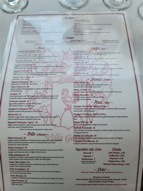 Villa Gallace Indian Rocks Beach Menu Prices Amp Restaurant Reviews