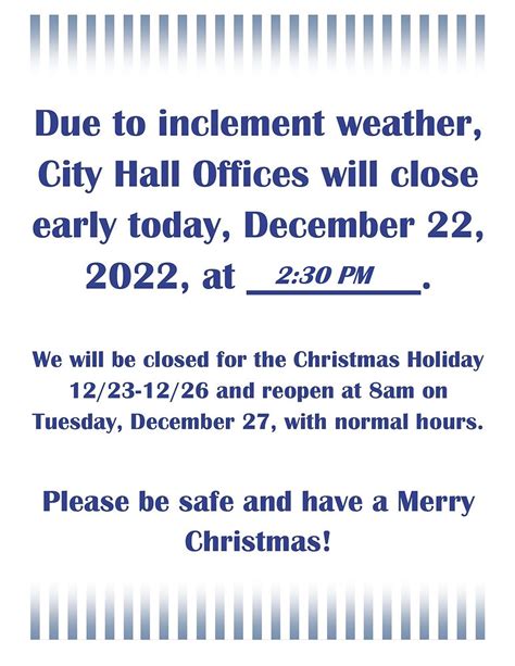 Village Hall Will Be Closing At 10 00 A M Due To Inclement Weather