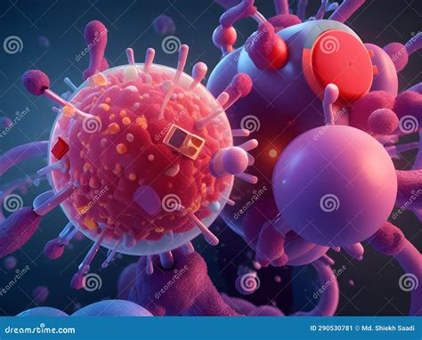 Virus Symtoms And Bacteria In Body Created With Generative Ai Stock