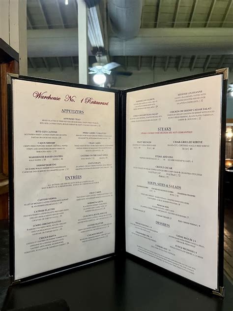 Warehouse No 1 Restaurant Menu Full Menu Update 2026