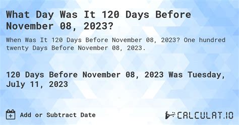 What Is 120 Days Before November 8 2026 Calculatio What Is 120 Days Before November 8 2026 Calculatio