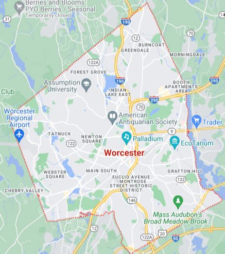Worcester Metro Area Map Premium Style